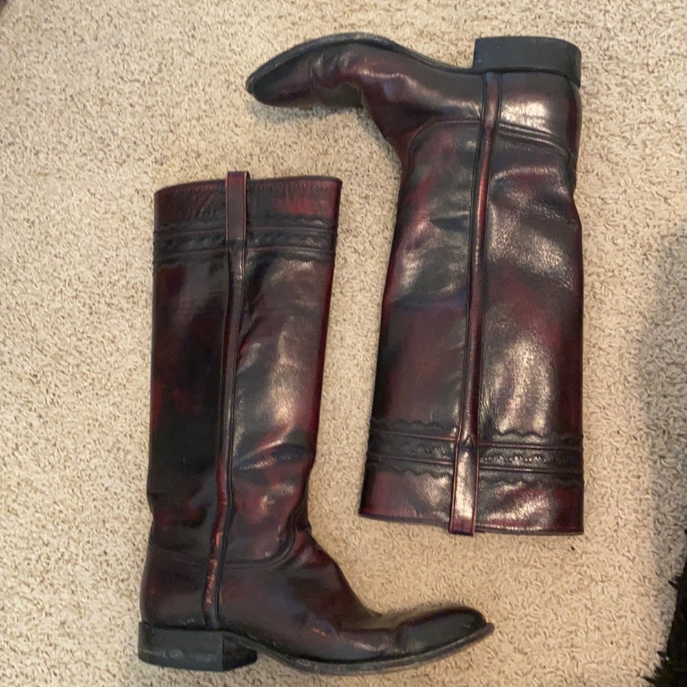 Lucchese Black Cherry Leather Boots